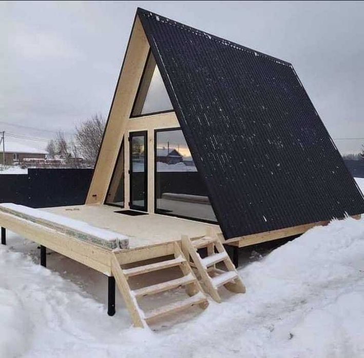 Vand casa modulara tip A frame pe structura de lemn sau metalica 7x7m