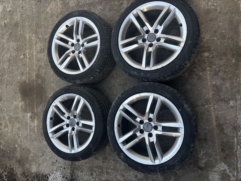 Jante cu anvelope roti R18 5x112 Audi A5 facelift originale dot 2023/2025 echilibrate