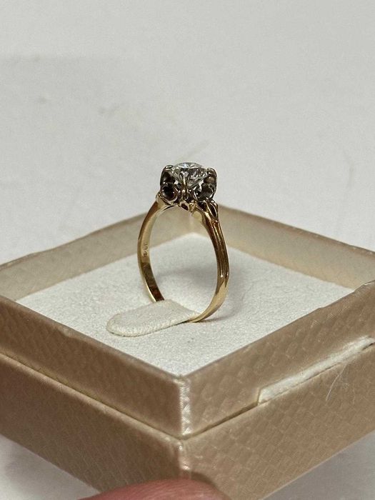 INEL AUR 14K si PLATINA + 1 DIAMANT TOP = 1.05CT. - Vintage - Rusia !