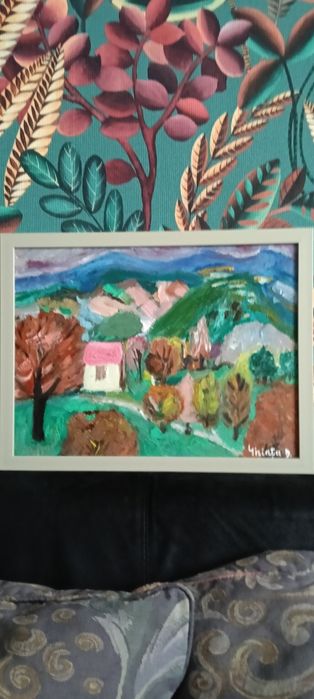 Tablou vechi românesc_Ghiață Dumitru " Valea