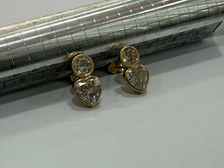 Златни дамски обеци с камъни - 3.00гр 14к