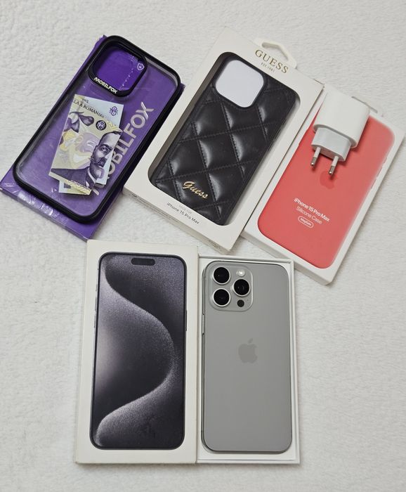 Iphone 15 pro max 512GB natural Titanium stare excelenta Full box
