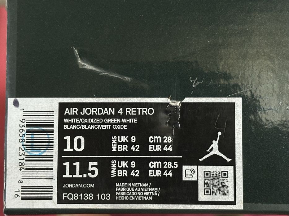 Jordan 4 oxidized green/white 44