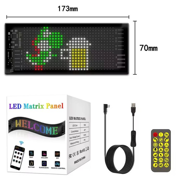 Panou Afisaj Matrix Led,Flexibil,Display RGB,Ochi Camion,USB,Bluetooth