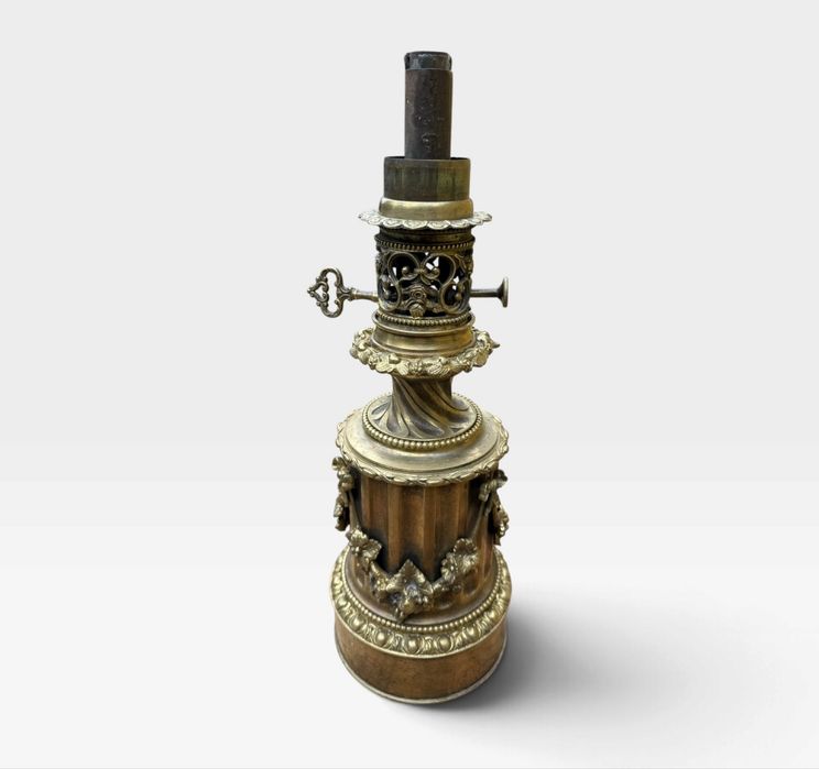 Pereche lămpi decorative bronz/alamă combustie petrol lampant