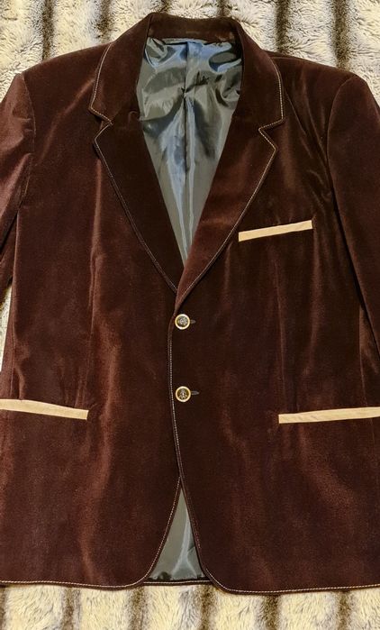 Sacou barbatesc catifelat maro