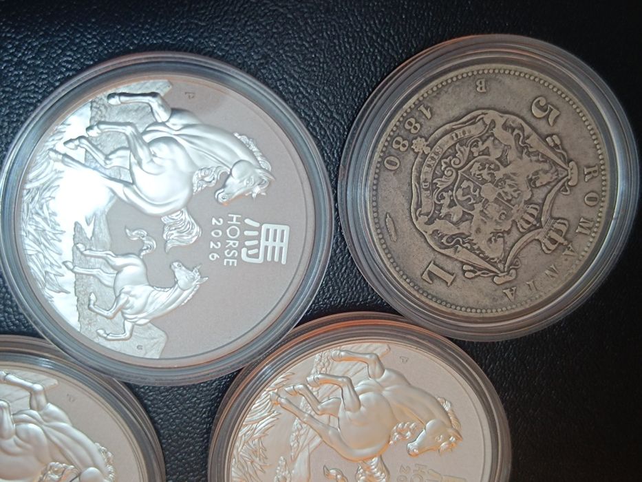 Monede argint 5 lei 1880  Carol 1, 1 dolar 31.1 g Charles al-3-lea