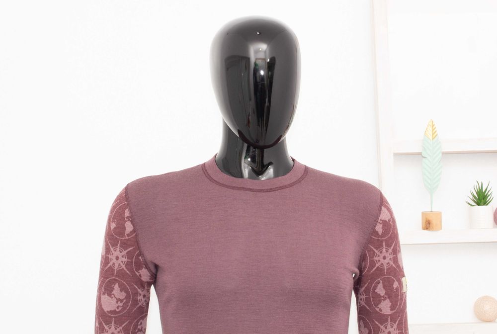 Janus мъжка блуза от мериносна вълна кафява термо бельо дълъг ръкав L