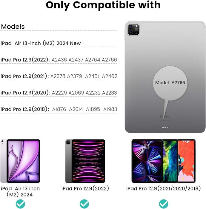 Nillkin за iPad Air 13 инча калъф с клавиатура(M2, 2024),iPad Pro 12.9