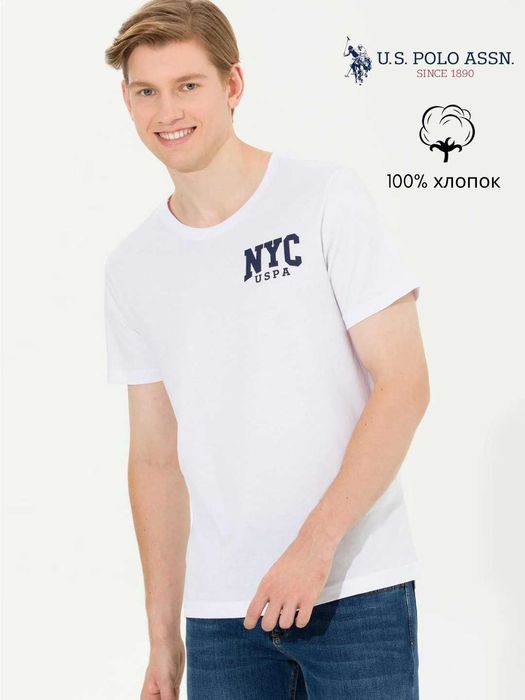 USPA Футболка мужская с принтом 100% хлопок СКИДКА!!!