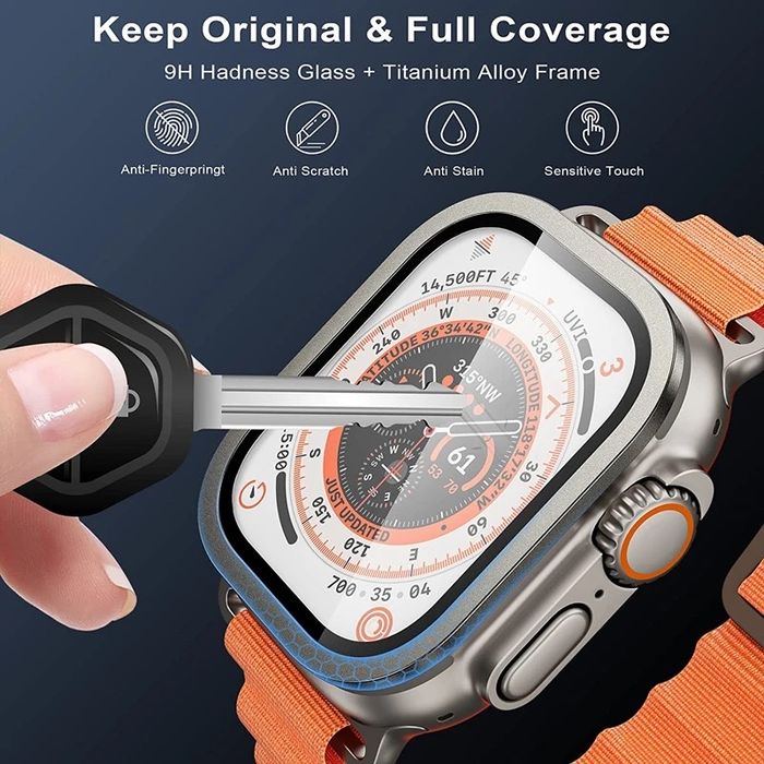 Стъклен протектор с титаниевa рамка за Apple Watch ULTRA 1/2/3