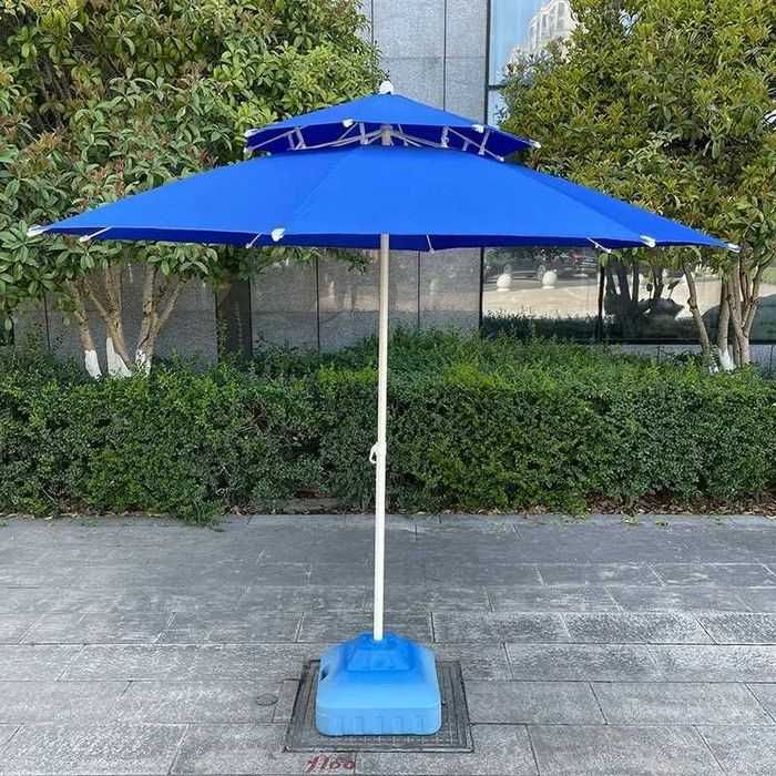 Градински/Плажен чадър с двоен покрив/отвор против вятър-усилен плат