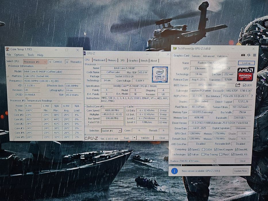 Unitate PC Gaming i5 9400F video 4GB RX 470 16GB RAM