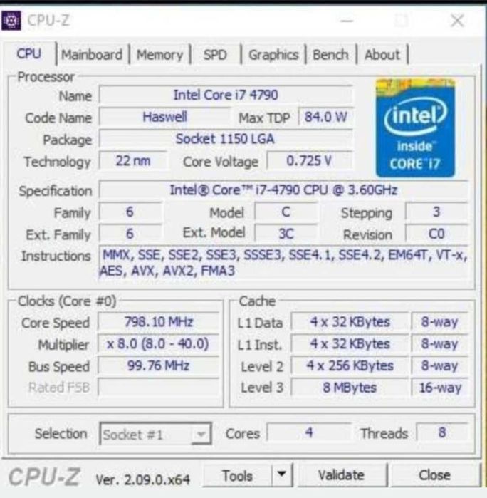CPU i7x3.60Ghz 4790 LGA1150