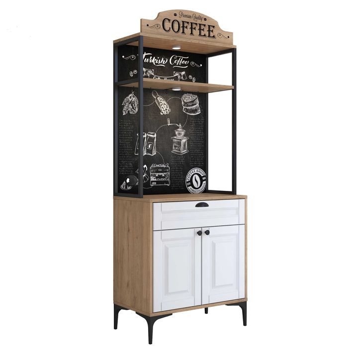 Кът за кафе Puzzle-home 3123, С осветление, Кухненски шкаф, 70х40х170