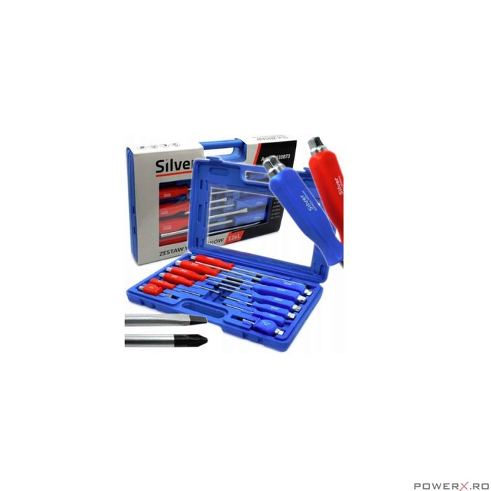 Set 12 surubelnite, cu varf magnetic, cap metalic hexagonal la maner,