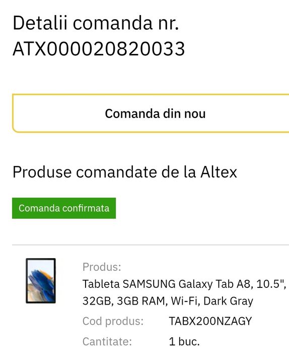 TABLETA Samsung Galaxy Tab A8, 32Gb, 10.5 inch