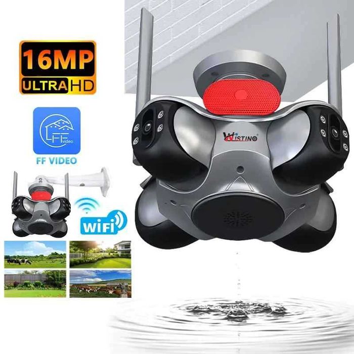 Външна 16MP 360 градуса Wifi камера Четири PTZ човешка проследяване