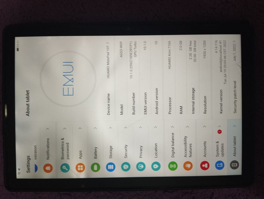Huawei mate pad 10t sotiladi