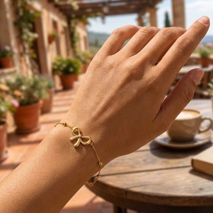 Cadou Ideal Premium Set Bratara Cercei Colier Otel Inox Placat Aur 18K