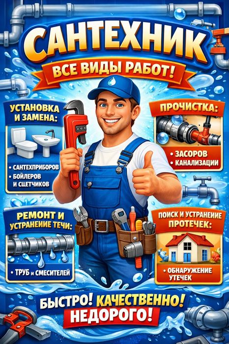 Сантехник все виды работ.выезд сегодня