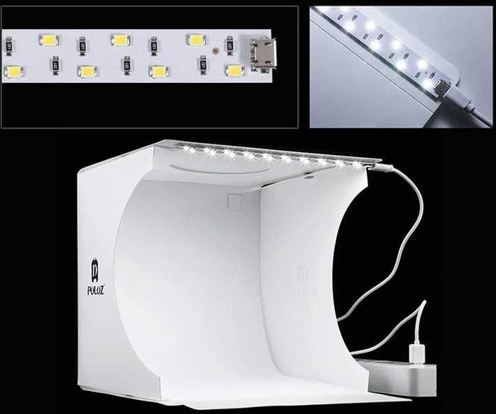 Лайткуб (фотобокс) для предметной съемки Puluz 24 x 23 x 22 см Белый