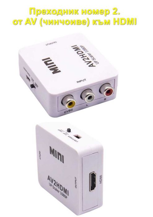 АКТИВЕН преходник преобразувател адаптер HDMI, VGA, AV, RCA (чинчове)