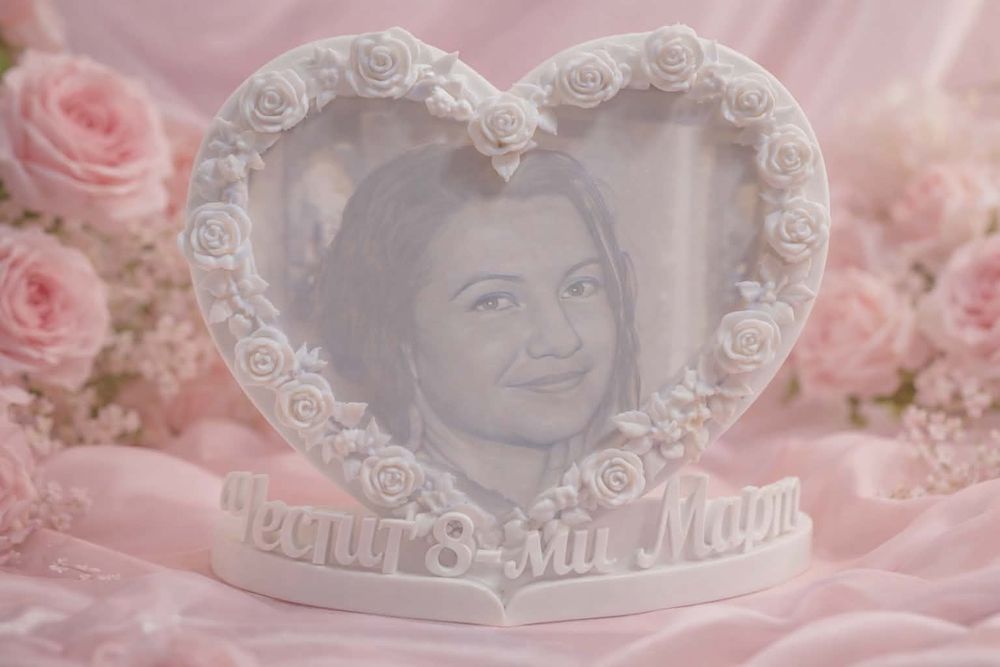 Подарък за 8-ми март литографска снимка-свешник