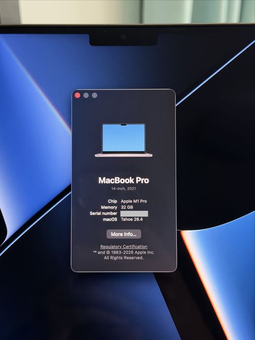 MacBook Pro 14” M1 Pro 32GB RAM 512GB SSD | 85% Battery | Space Gray | Оригинално зарядно