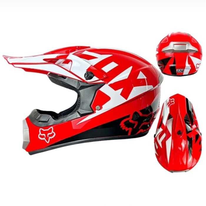 Крос каска за Мотор, Вело, АТВ-размер S и M, Син-червен с бял