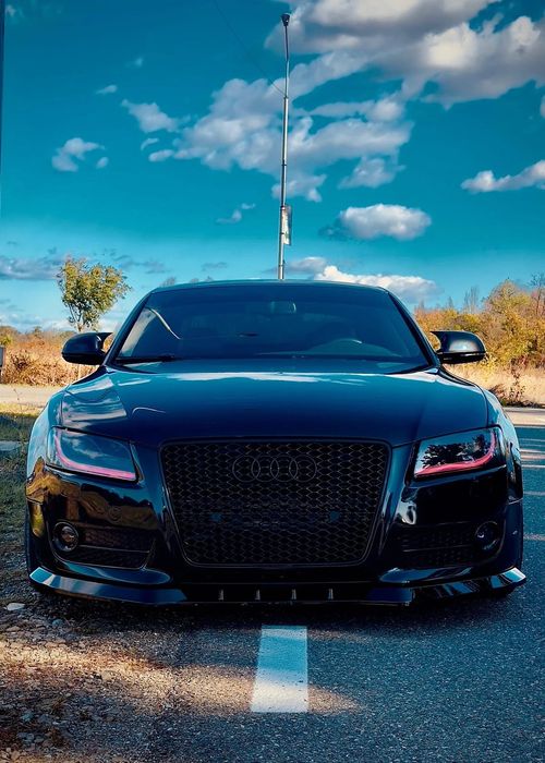 Lip bara fata S5 Design Audi A5 B8 8T 2007 - 2012 negru lucios