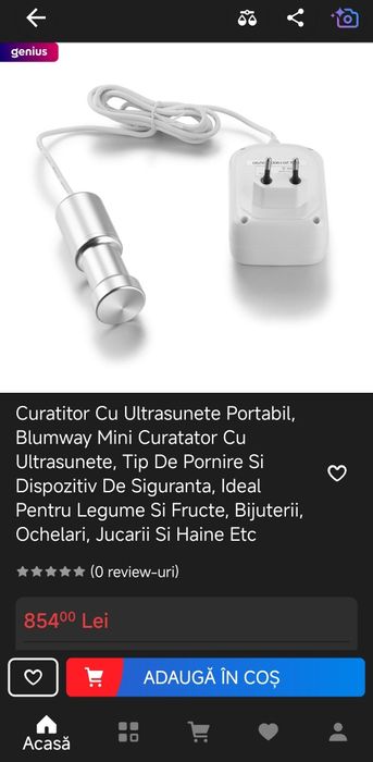 Curățitor cu ultrasonice BlumWay portabil ochelari bijuterii fructe