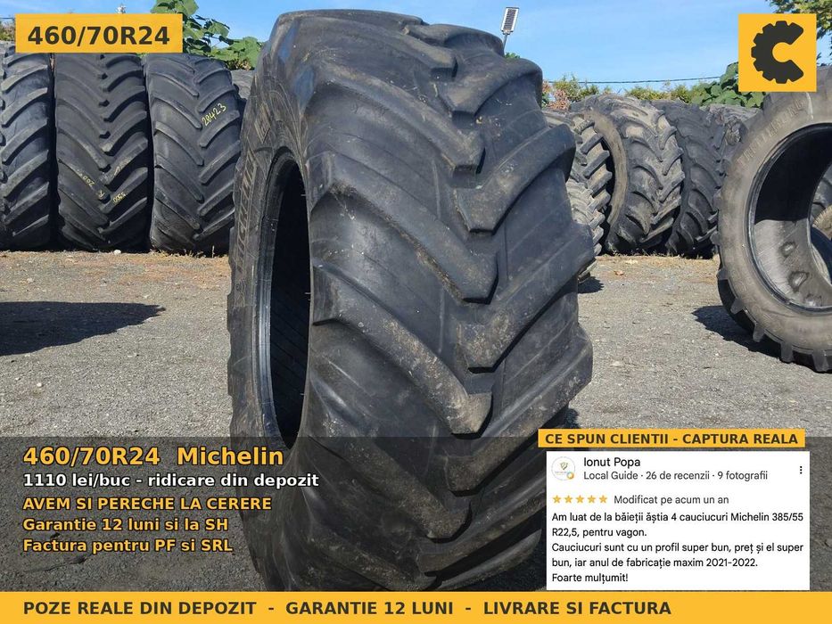 Anvelope Cauciucuri 460/70R24 460/70 R24 17.5LR24 17.5R24 4607024 Michelin Incarcator Buldo si Industrial SH Second Hand IEFTIN Garantie 1 An Factura