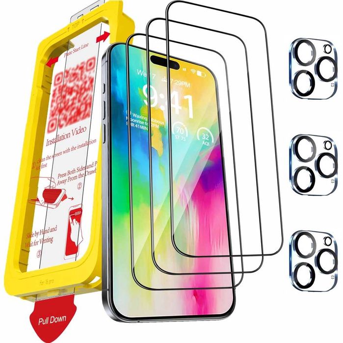 Pachet Kit Folie Sticla Iphone 16 pro + Lentile