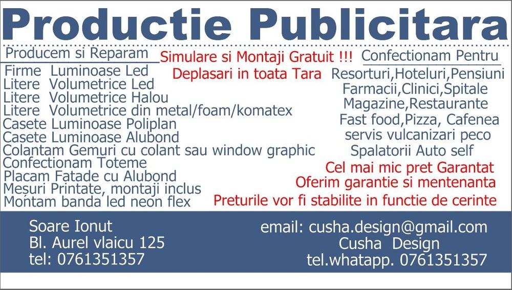 Firme Luminoase Litere Volumetrice luminoase ,Casete luminoase Toteme