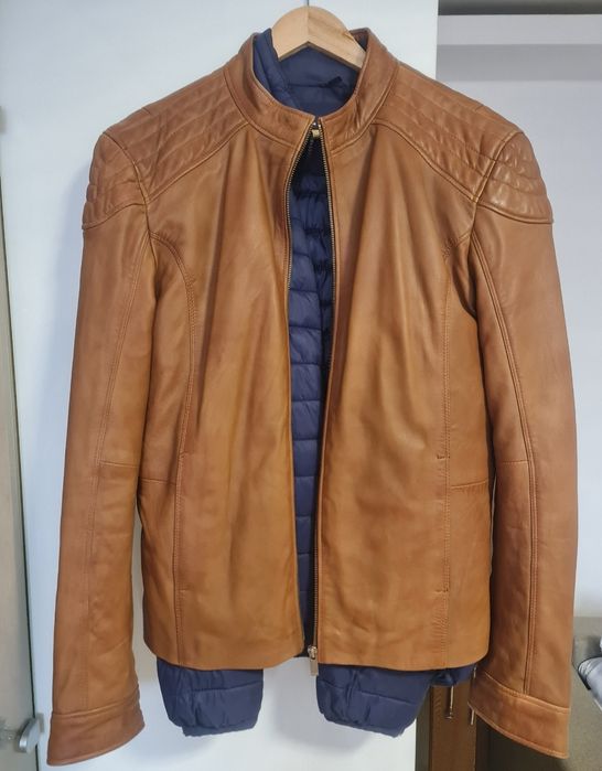 Geacă de piele maro deosebit