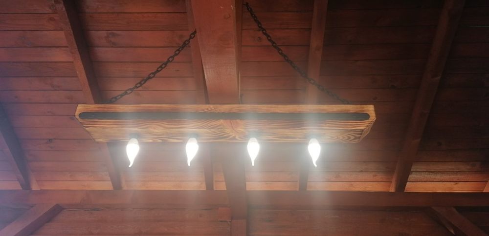 Дървен полилей за навес или беседка