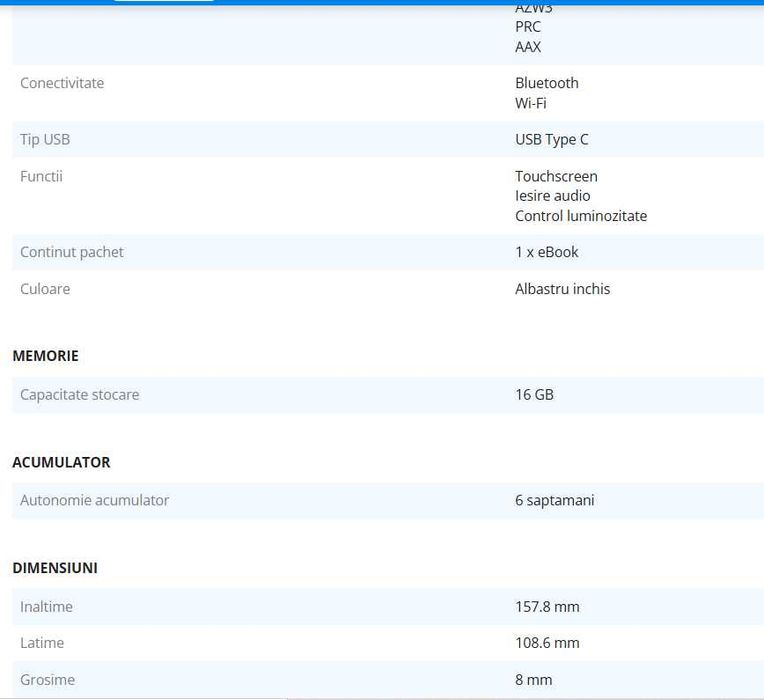 eBook Reader Amazon Kindle 2022, Display 6" 300 ppi, stare impecabila