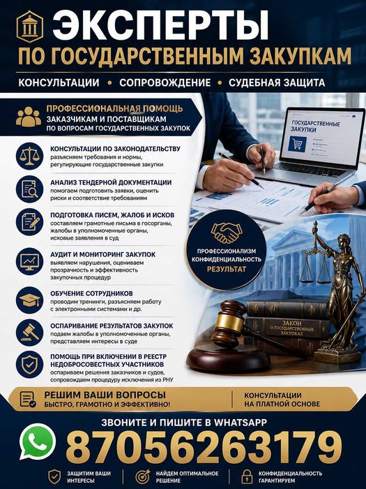 Эксперты по госзакупкам: консультации, анализ документации, РНУ. 24/7