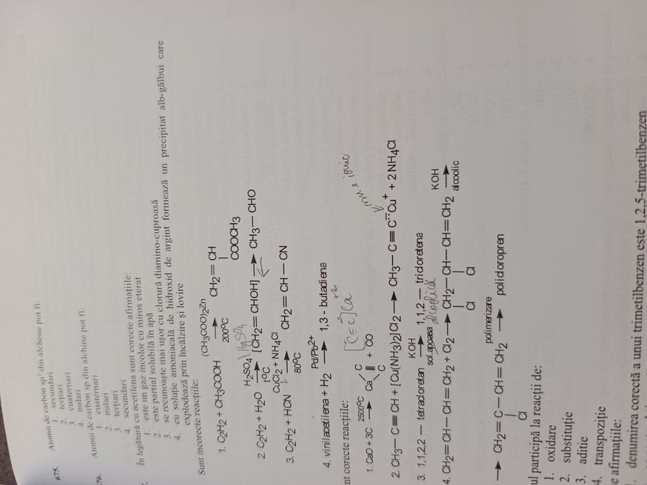 Chimie organica- teste pentru admitere