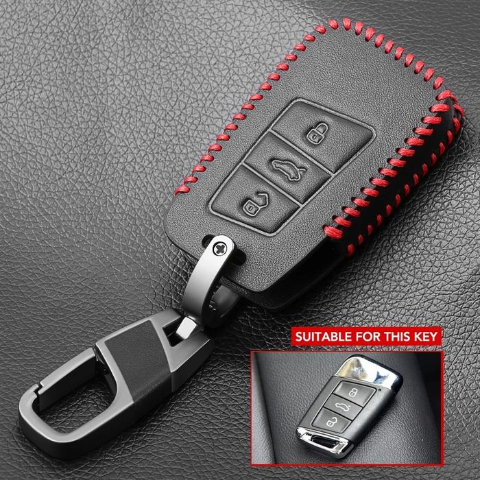 Кожен калъф за ключ кожен ключодържател volkswagen seat skoda audi