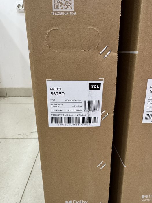 Телевизор TCL 55T6D QLED TV 4K, Google TV, гарантия 3 года