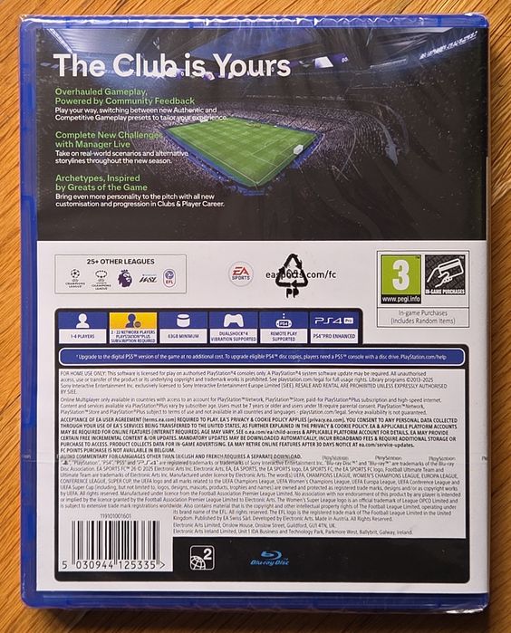 Запечатан! FC26 PS4 Playstation 4 FIFA 2026 FC 26 Плейстейшън футбол