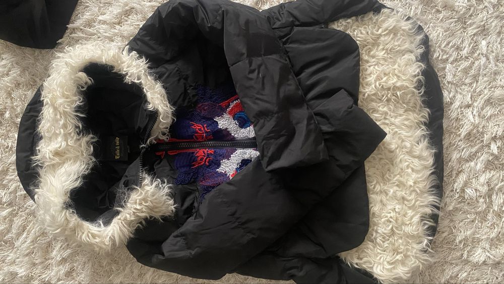 Куртка пуховик с мехом козы