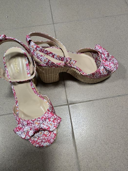 Розови сандали на платформа, тип еспадрили, 38-ми номер