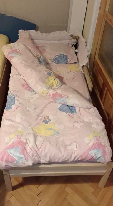 Детско легло с парапет и матрак IKEA Sniglar, 3-7 години 165/77 см.