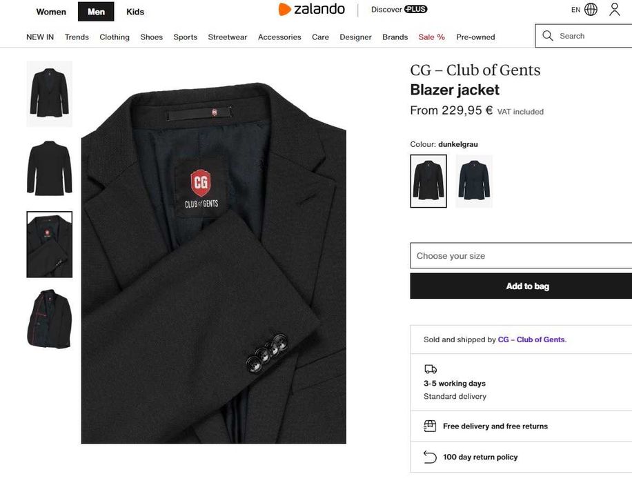 Sacou blazer 50 L slim Club Of Gents NOU lana super 120's gri inchis