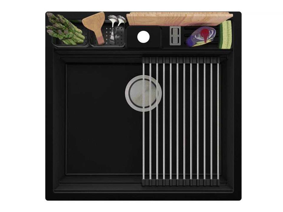 графит кухненска мивка за вграждане Берген 60 Double Pocket 560x540 мм