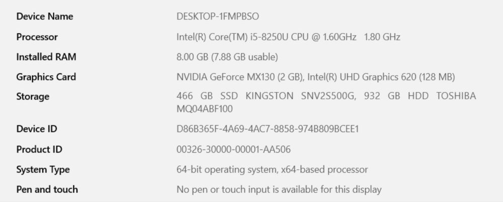 HP Pavilion 1 TB SSD