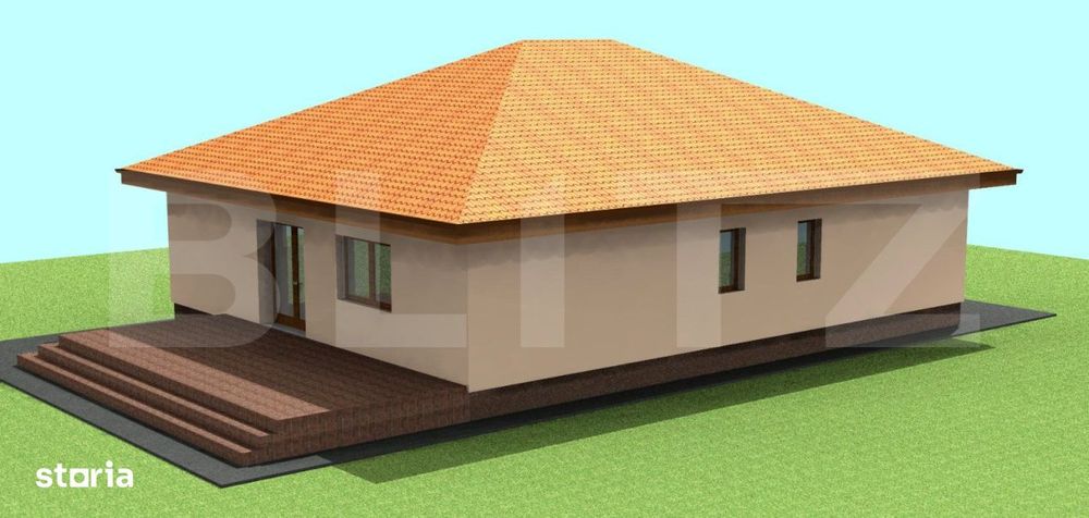 Casa individuala pe parter de vanzare, 122 mp + 500 mp teren, Brasov